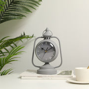 Horloge de bureau de conception de lanterne antique de jardin de 9,5 po de hauteur (gris) 