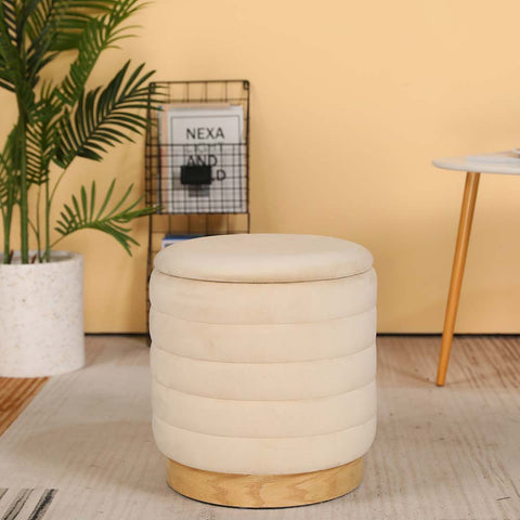16,5" hoher Ottoman aus Samt mit Stauraum (Creme)