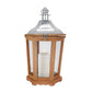 17'' H Wood Metal Hexagon Candle Holder Decorative Hanging Lanterns