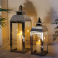Lanternes à bougies décoratives en acier inoxydable de 20,5 po et 15 po de hauteur (ensemble de 2) 