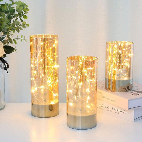 6/8/10inch High Battery Glass Decorative Lights（Set of 3） 