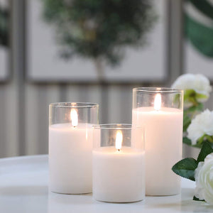Glass Wax Flameless Effect LED Candles ( Set of 3 )