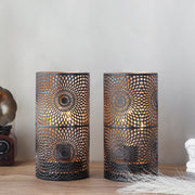 Ensemble de 2 lampes de table en métal noir, 7,5 po H