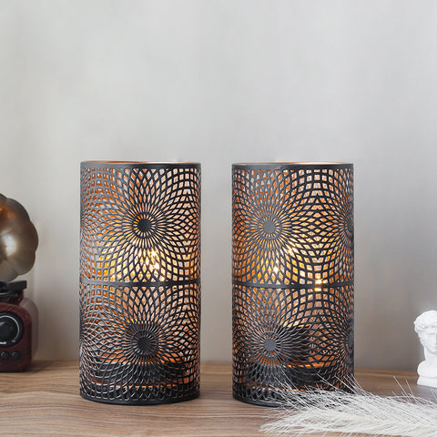 Ensemble de 2 lampes de table en métal noir, 7,5 po H