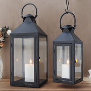 17.5‘’&13.5“ High Set of 2 Metal Candle Lanterns(Black)
