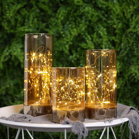 Lumières décoratives en verre à batterie haute de 6/8/10 pouces (lot de 3)