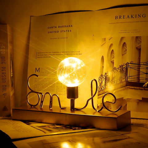 Lampe décorative sans fil avec guirlande lumineuse blanc chaud (sourire) 