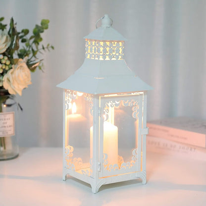 14.5'' High  Vintage Style Candle Lantern White
