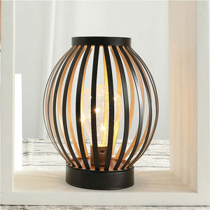 8.7" High Battery Powered Metal Cage Decorative Lamp for Decor