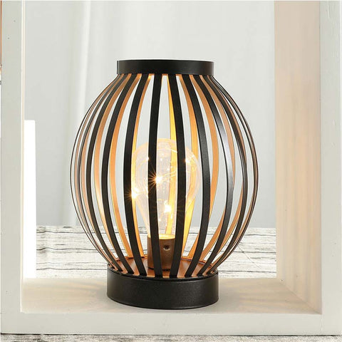 Lampe décorative à cage en métal alimentée par batterie de 8,7 po de hauteur 