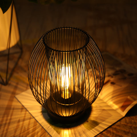 Lampe de table alimentée par batterie à cage haute de 9,5 pouces (ronde)