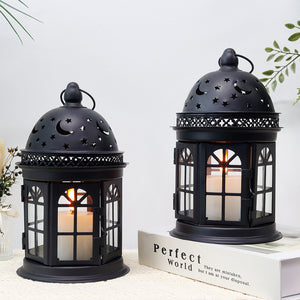 8.5'' H Metal Vintage Hanging Candle Holder Decorative Lanterns (Set of 2)