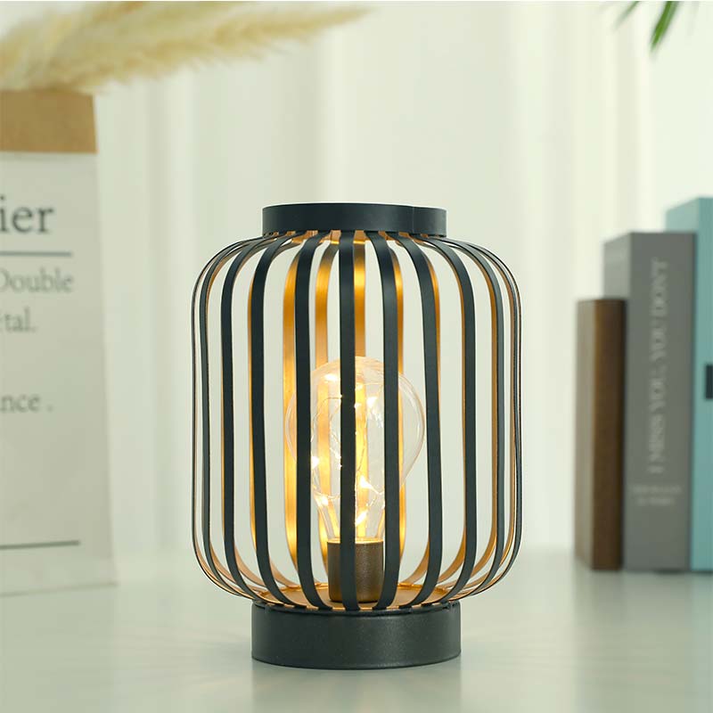 8.7" High Battery Powered Metal Cage Decorative Lamp