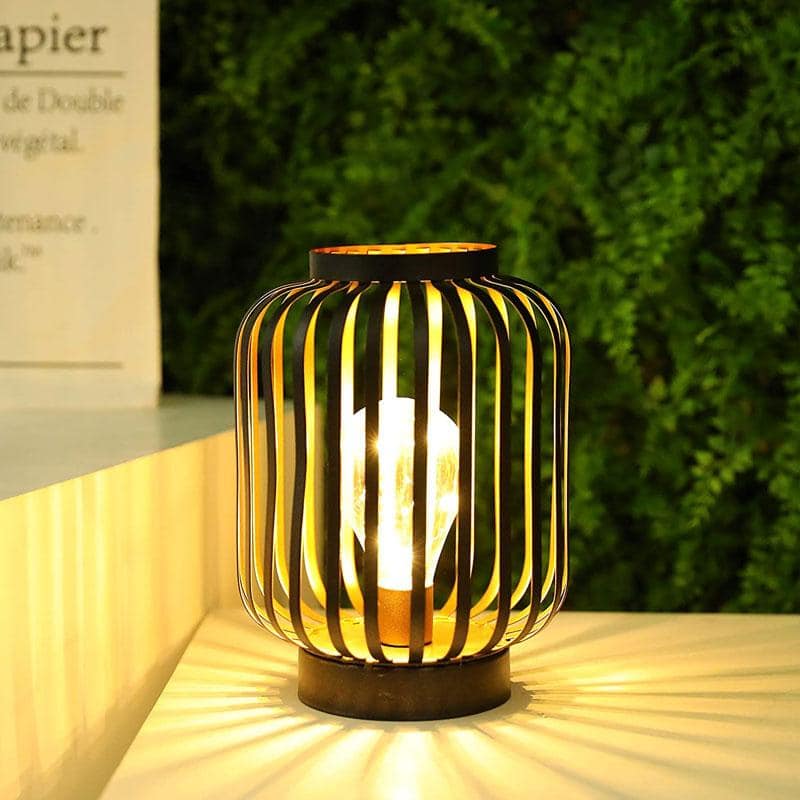 8.7" High Battery Powered Metal Cage Decorative Lamp 