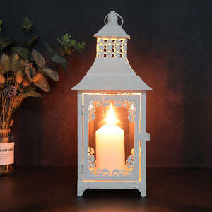 14.5'' High  Vintage Style Candle Lantern White