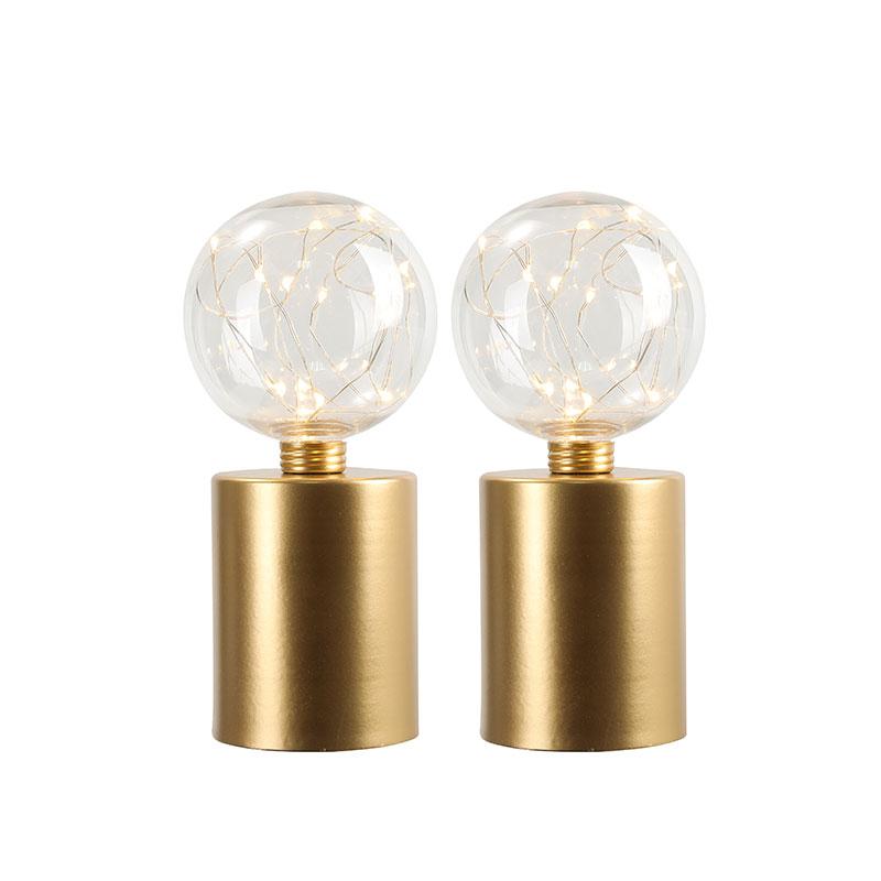 8" Tall Gold Battery Powered Table Lamp（Set of 2 ） 