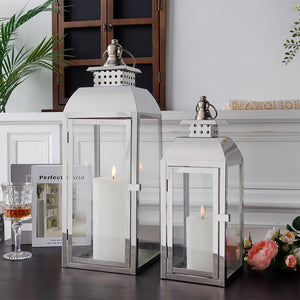 20.5"&15" High Stainless Steel Decorative Candle Lanterns ( Set of 2 )