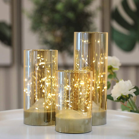 Lumières décoratives en verre à batterie haute de 6/8/10 pouces (lot de 3)
