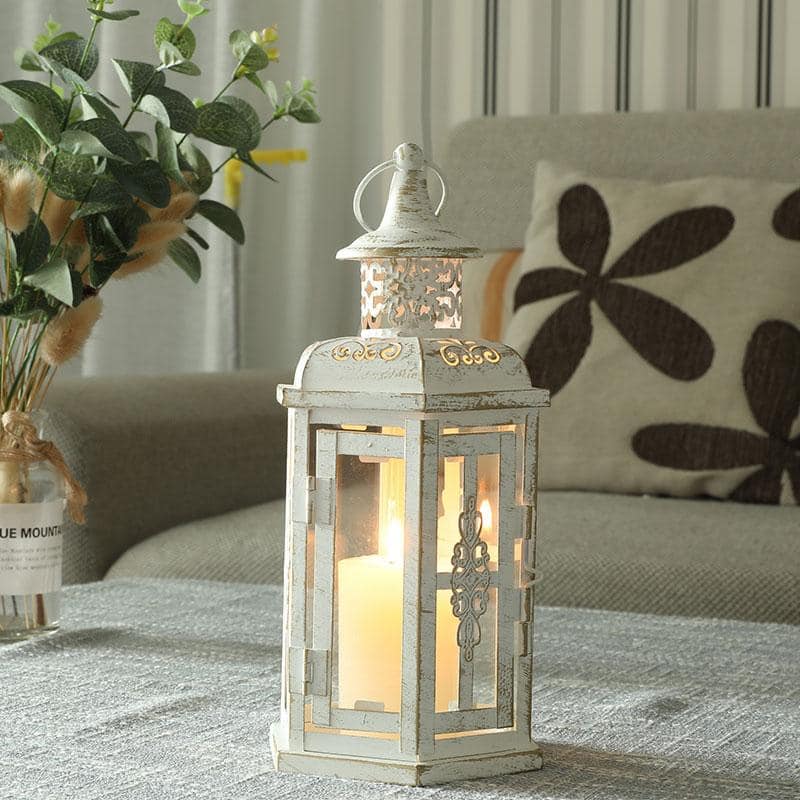 Decorative laterns-10inch High Vintage Style Hanging Lantern, Metal Candleholder for Indoor Outdoor, Events, Parities and Weddings 