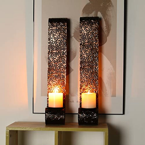 Appliques à bougies en métal de 22,5 po de hauteur, bougeoir décoratif mural (Ensemble de 2) 