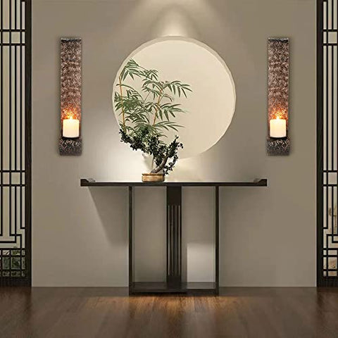 Appliques à bougies en métal de 22,5 po de hauteur, bougeoir décoratif mural (Ensemble de 2) 