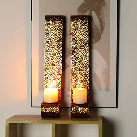 Appliques à bougies en métal de 22,5 po de hauteur, bougeoir décoratif mural (Ensemble de 2) 