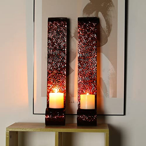 Appliques à bougies en métal de 22,5 po de hauteur, bougeoir décoratif mural (Ensemble de 2) 
