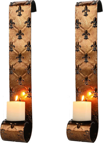 Appliques à bougies en métal de 22,5 po de hauteur, bougeoir décoratif mural (Ensemble de 2) 
