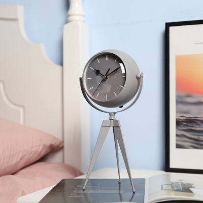 12.5"H Wrought Iron Glass Standing Clock（Elegant Grey）